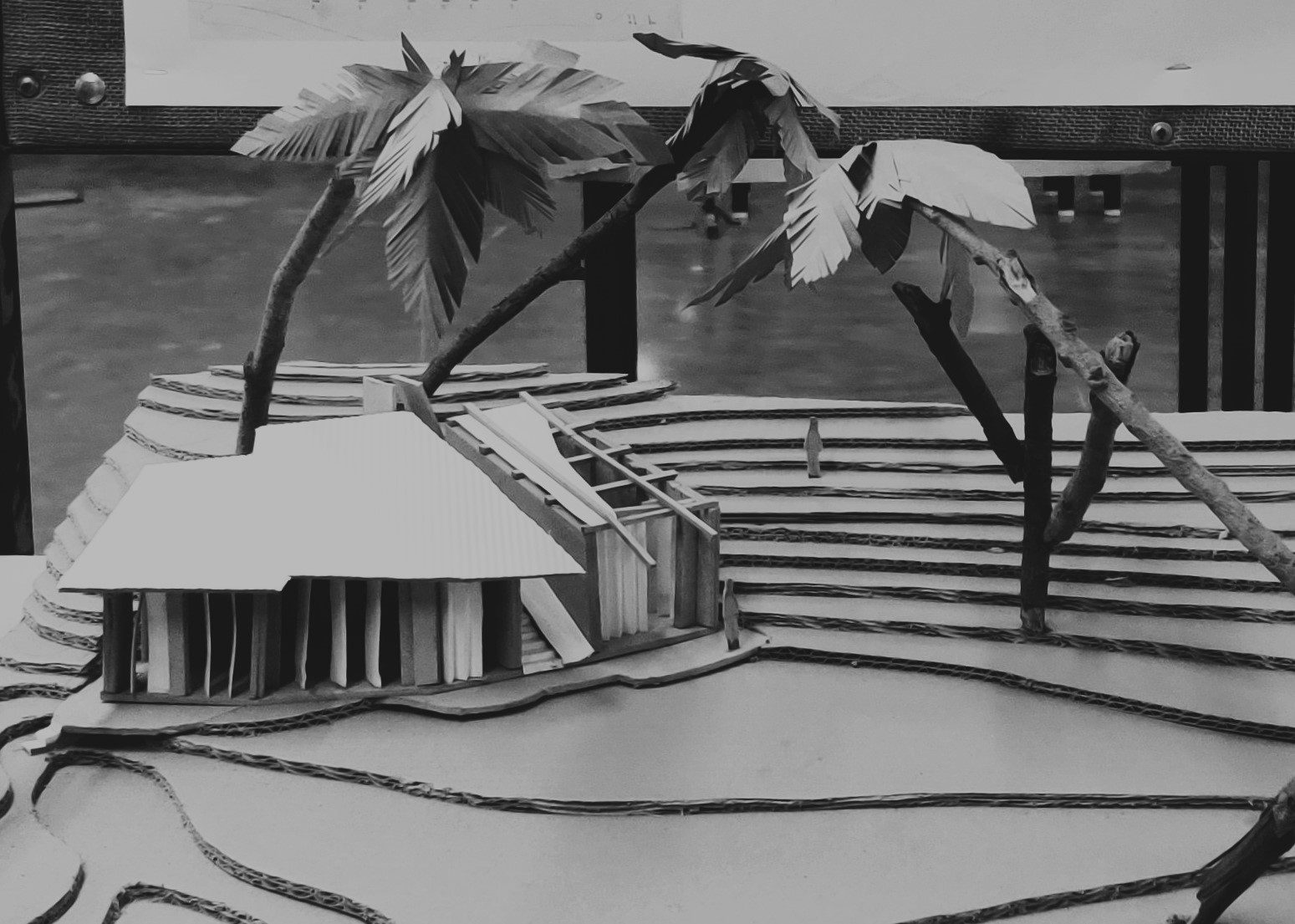 Architecture model of wood workshop sited in Goa
